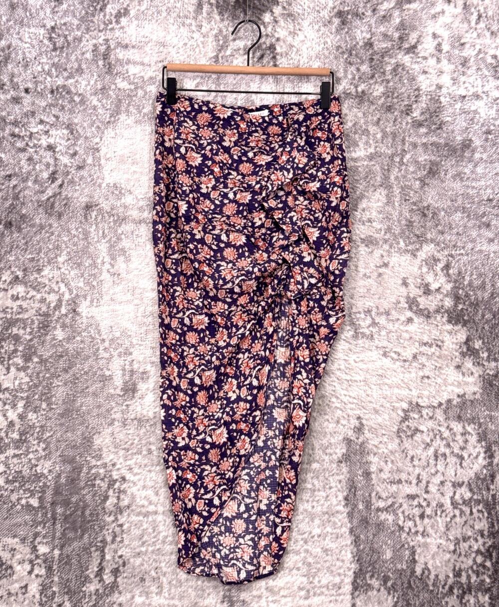 New Veronica Beard Hazel Skirt XS Womens Asymmetrical Ruched Blue Floral